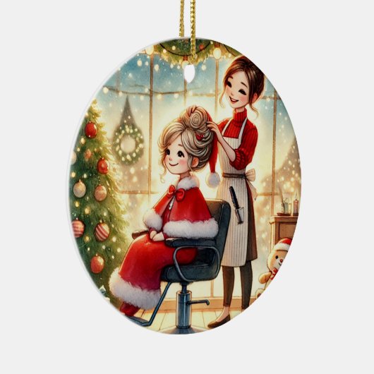 Maßgeschneiderter Haartrockner mit Frau Claus Weih Keramik Ornament (Rechts)