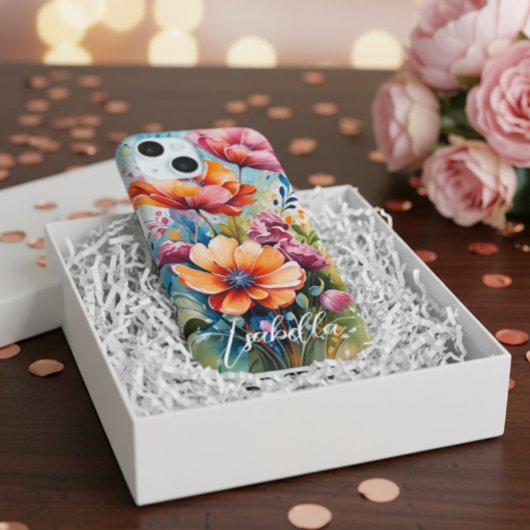 Maßgeschneiderter Handyhülle Blumen-Design iPhone 15 Hülle