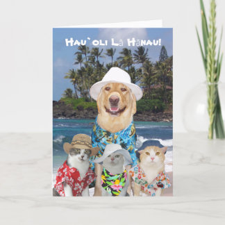 Maßgeschneiderter Hawaiianischer Gelbe Labrador & Karte