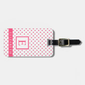 Maßgeschneiderter helldunkelrosa weißer Polka-Dot Gepäckanhänger (Vorderseite horizontal)