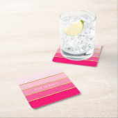 Maßgeschneiderter, heller Rosa- und Goldstreifen Rechteckiger Pappuntersetzer (Vor Ort)