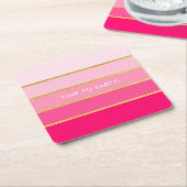 Maßgeschneiderter, heller Rosa- und Goldstreifen Rechteckiger Pappuntersetzer (angewinkelt)