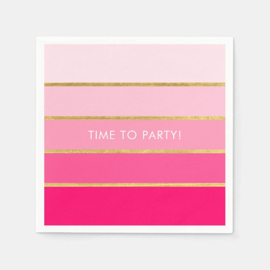 Maßgeschneiderter, heller Rosa- und Goldstreifen Serviette (Vorderseite)