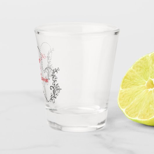 Maßgeschneiderter Hochzeitsdruck Schnapsglas (Rechts)