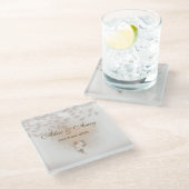 Maßgeschneiderter Hochzeitsglas-Untersetzer Glasuntersetzer (Schrägansicht)