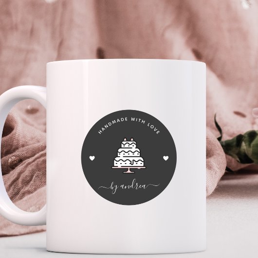 Maßgeschneiderter Hochzeitskuchen Handgefertigt mi Runder Aufkleber