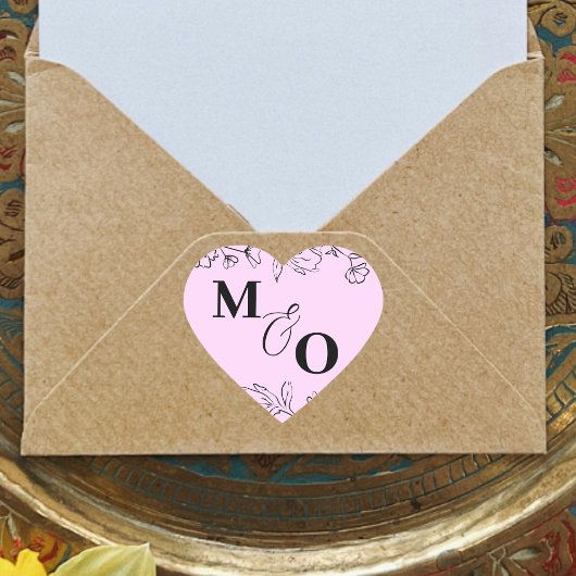 Maßgeschneiderter Hochzeitsticker mit Blume Herz-Aufkleber