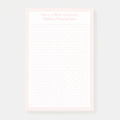 Maßgeschneiderter Hübsch rosa Punktgitter-Hochzeit Post-it Klebezettel (Vorderseite)