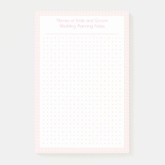 Maßgeschneiderter Hübsch rosa Punktgitter-Hochzeit Post-it Klebezettel (Vorderseite)