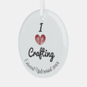 Maßgeschneiderter "I Herz Crafting" Keepake Ornament Aus Glas (Vorderseite links)