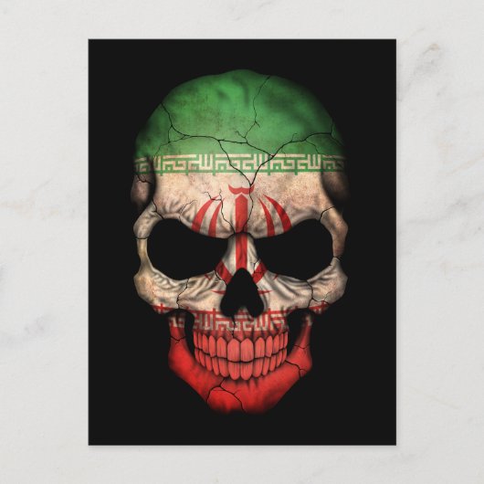 Maßgeschneiderter iranischer Flaggenschädel Postkarte (Vorderseite)