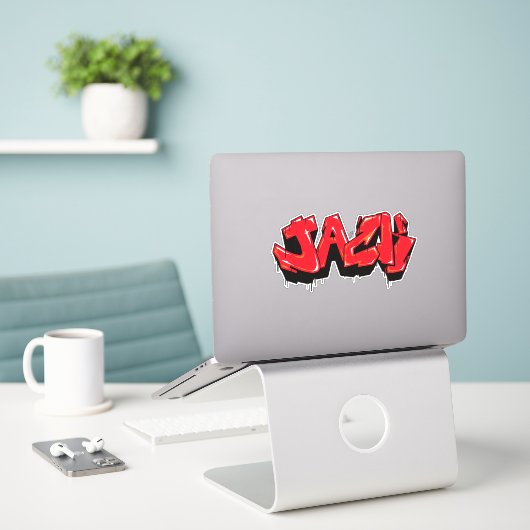 Maßgeschneiderter "Jack" Graffiti Vinyl Sticker (Laptop auf Schreibtisch)