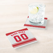 Maßgeschneiderter Jersey-Untersetzer, Hockey-Lacro Glasuntersetzer (Schrägansicht)