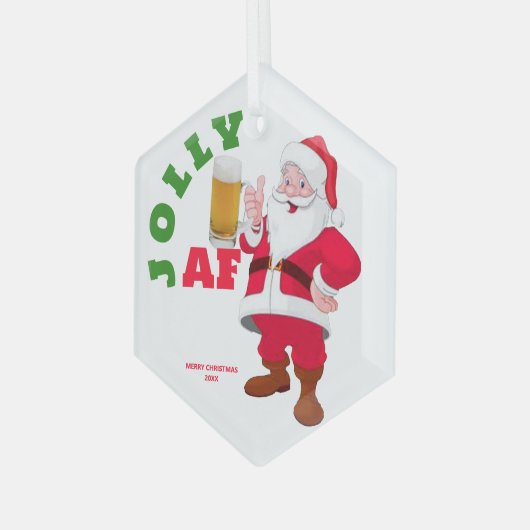 Maßgeschneiderter Jolly AF Funny Beer Weihnachten Ornament Aus Glas (Vorderseite Links)