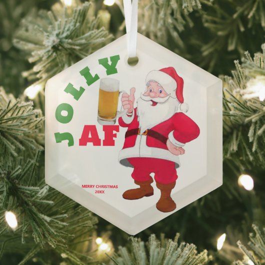 Maßgeschneiderter Jolly AF Funny Beer Weihnachten Ornament Aus Glas (Insitu)