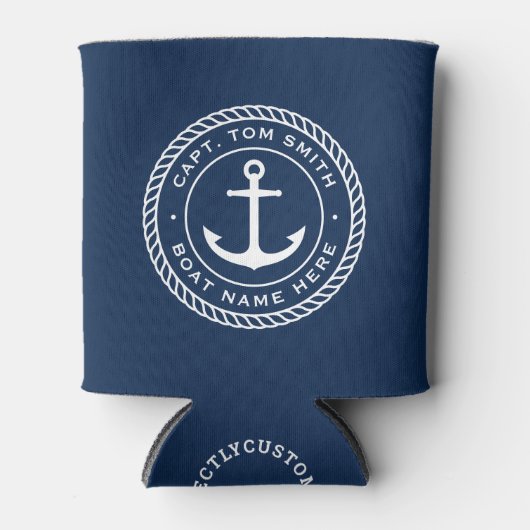 Maßgeschneiderter Kapitän und Schiffsnamensgrenze Dosenkühler (Vorderseite)