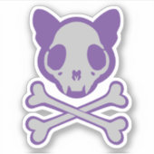 Maßgeschneiderter Katzenschädel und Kreuzknochen Aufkleber (Vorderseite)