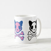 Maßgeschneiderter Katzenschädel und Kreuzknochen Kaffeetasse (VorderseiteRechts)