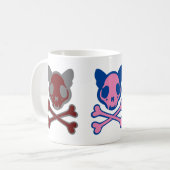 Maßgeschneiderter Katzenschädel und Kreuzknochen Kaffeetasse (Vorderseite Links)