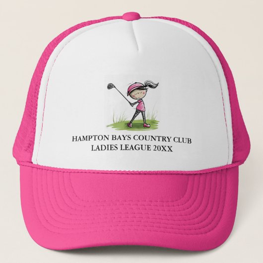 Maßgeschneiderter Ladys Golf League Hat - Cartoon Truckerkappe (Vorderseite)