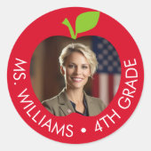 Maßgeschneiderter Lehrer und Klasse - Apple mit Fo Runder Aufkleber (Vorderseite)