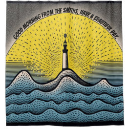 Maßgeschneiderter Leuchtturm Ihre eigenen Worte pe Duschvorhang