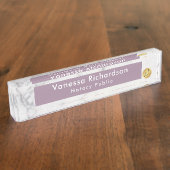 Maßgeschneiderter Lila und grauer Marmor Namensplakette (Seite)