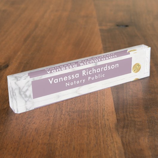 Maßgeschneiderter Lila und grauer Marmor Namensplakette (Seite)