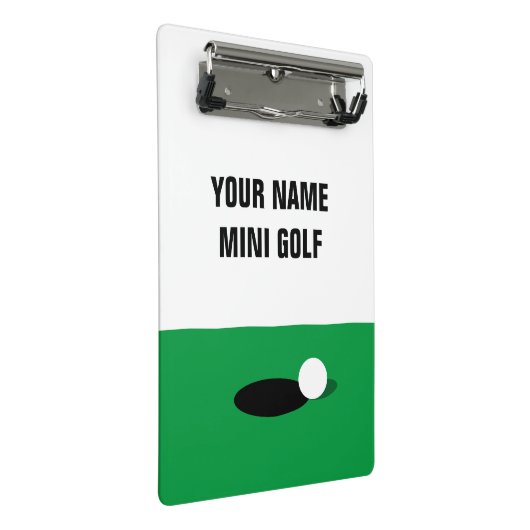 Maßgeschneiderter Minigolfscorecard Mini Klemmbrett (Schrägansicht)
