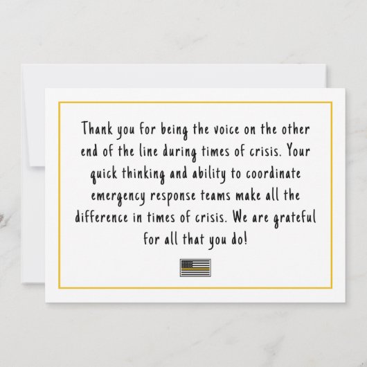 Maßgeschneiderter, moderner Dispatcher-Gold-Line-F Dankeskarte (Rückseite)