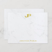 Maßgeschneiderter moderner goldweißer Marmor Perso Mitteilungskarte (Vorne/Hinten)