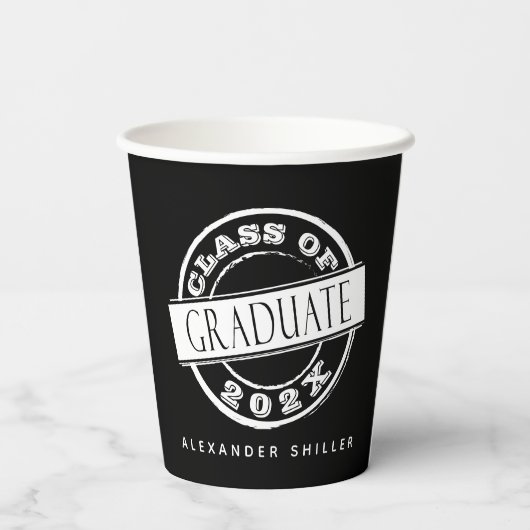 Maßgeschneiderter moderner Schwarzer Abschluss Pappbecher (Rückseite)