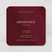 Maßgeschneiderter moderner Template Gold Color Mon Quadratische Visitenkarte (Rückseite)