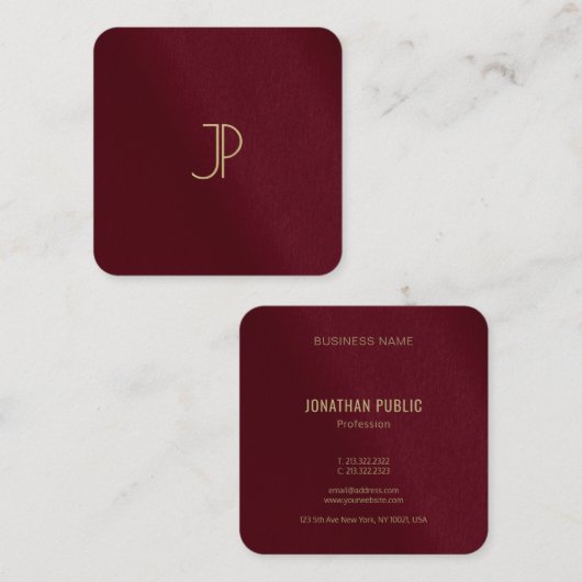 Maßgeschneiderter moderner Template Gold Color Mon Quadratische Visitenkarte (Vorne/Hinten)