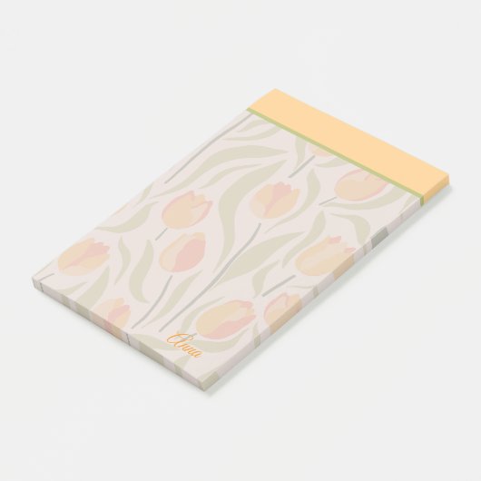 Maßgeschneiderter, moderner Tulpengarten Gelb Grün Post-it Klebezettel (angewinkelt)