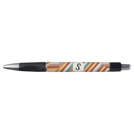 Maßgeschneiderter Monogram Moderner Retro 70er Geo Kugelschreiber (Vorderseite)