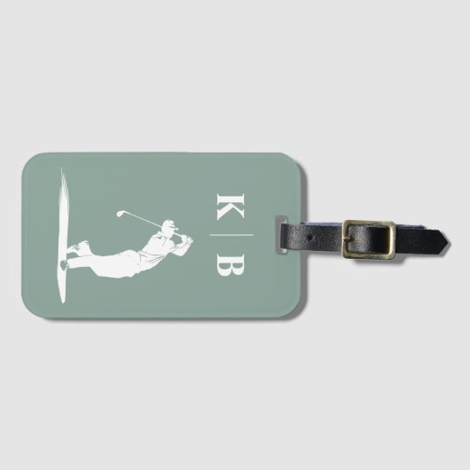 Maßgeschneiderter Monogram Slot Green White Person Gepäckanhänger (Vorderseite (Horizontal))