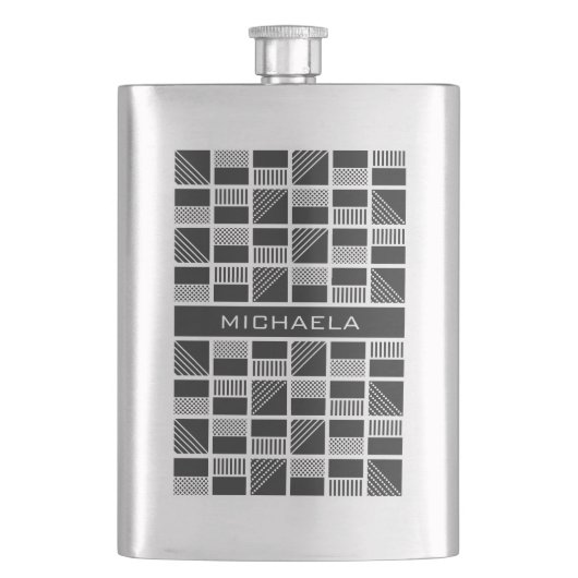 Maßgeschneiderter Monogramm-Kolben mit geometrisch Flachmann (Vorderseite)