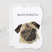 Maßgeschneiderter Mops für Jubiläum Einladung (Vorderseite)