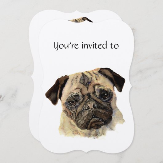 Maßgeschneiderter Mops für Jubiläum Einladung (Vorne/Hinten)