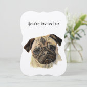 Maßgeschneiderter Mops für Jubiläum Einladung (Stehend Vorderseite)