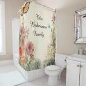 Maßgeschneiderter Name Butterfly & Floral Duschvorhang (Beispiel)