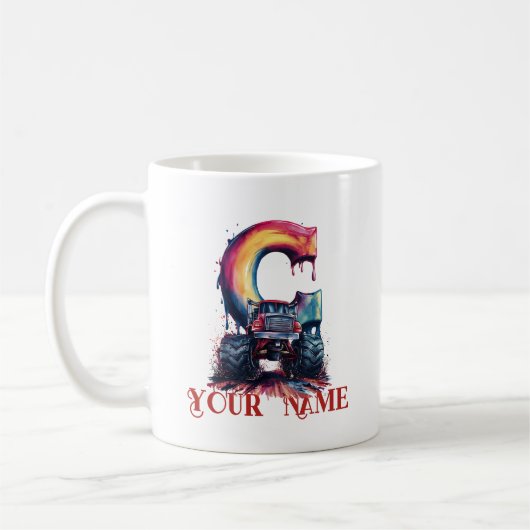 Maßgeschneiderter Name 'C' Mud Spritzer Monstrous Kaffeetasse (Links)
