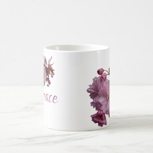 Maßgeschneiderter Name Grace Pink Kirsche Blüte bo Kaffeetasse (Mittel)