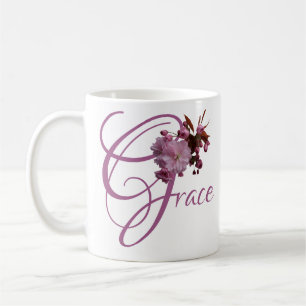Maßgeschneiderter Name Grace Pink Kirsche Blüte bo Kaffeetasse