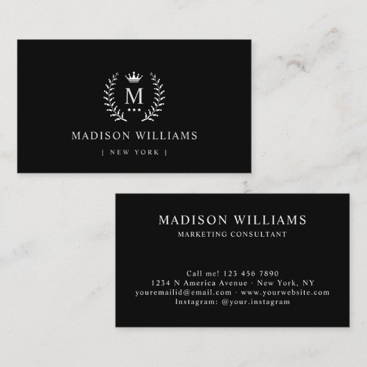 Maßgeschneiderter Name und Anfangsfarbe Schwarz/We Visitenkarte (Vorne/Hinten)