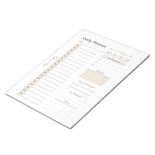 Maßgeschneiderter neutraler Tagesplaner - höchste Notizblock (angewinkelt)