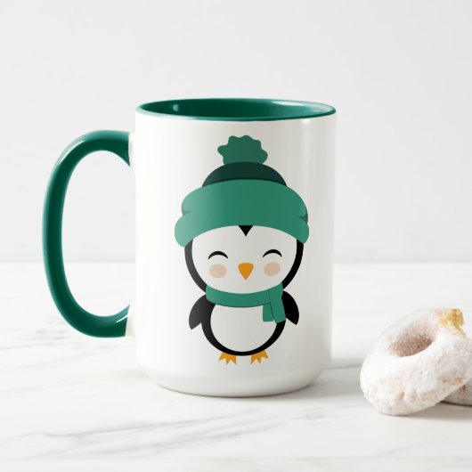 Maßgeschneiderter niedlicher Pinguin zu Weihnachte Tasse (Mit Donut)
