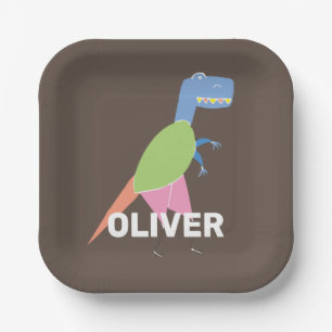 Maßgeschneiderter Niedlicher T Rex Dinosaur-Kinder Pappteller