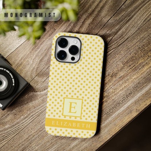 Maßgeschneiderter Pastellbuttergelber Polka-Dot Case-Mate iPhone Hülle